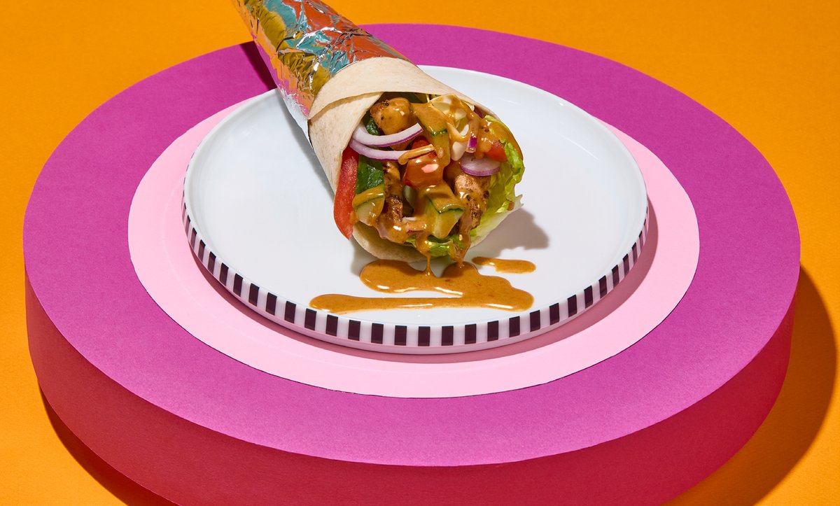 Dürüm met kip en exclusieve saus van Sirop de Liège, afhaalmaaltijd