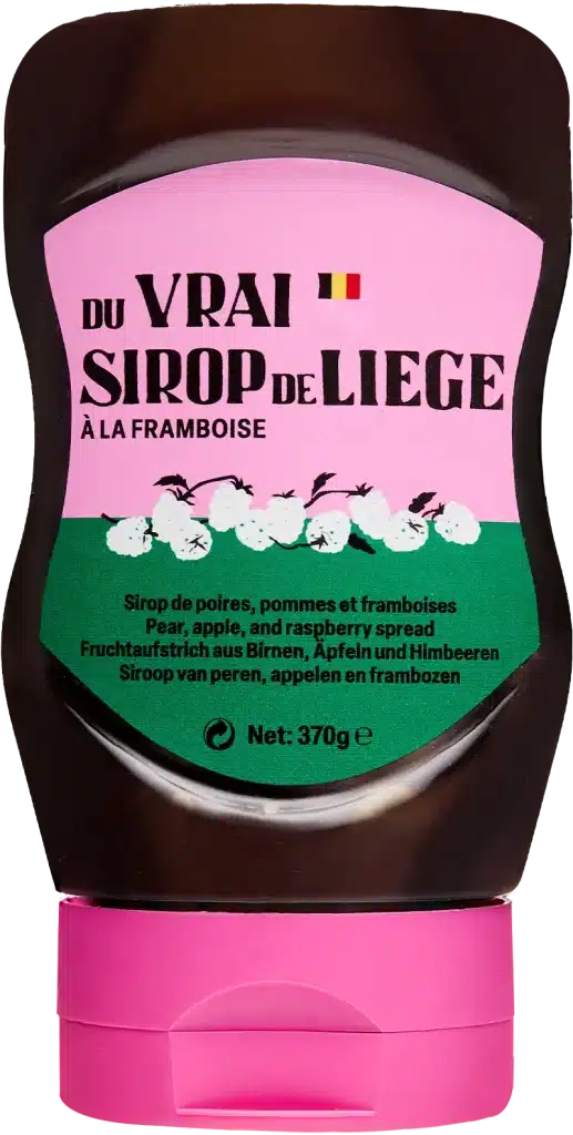 Squeeze de Sirop de Liège Framboise, packshot officiel sur fond blanc